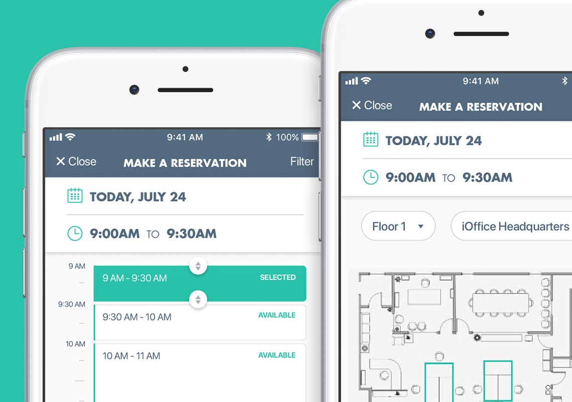 detail image of iOFFICE reservation mockups on mobile