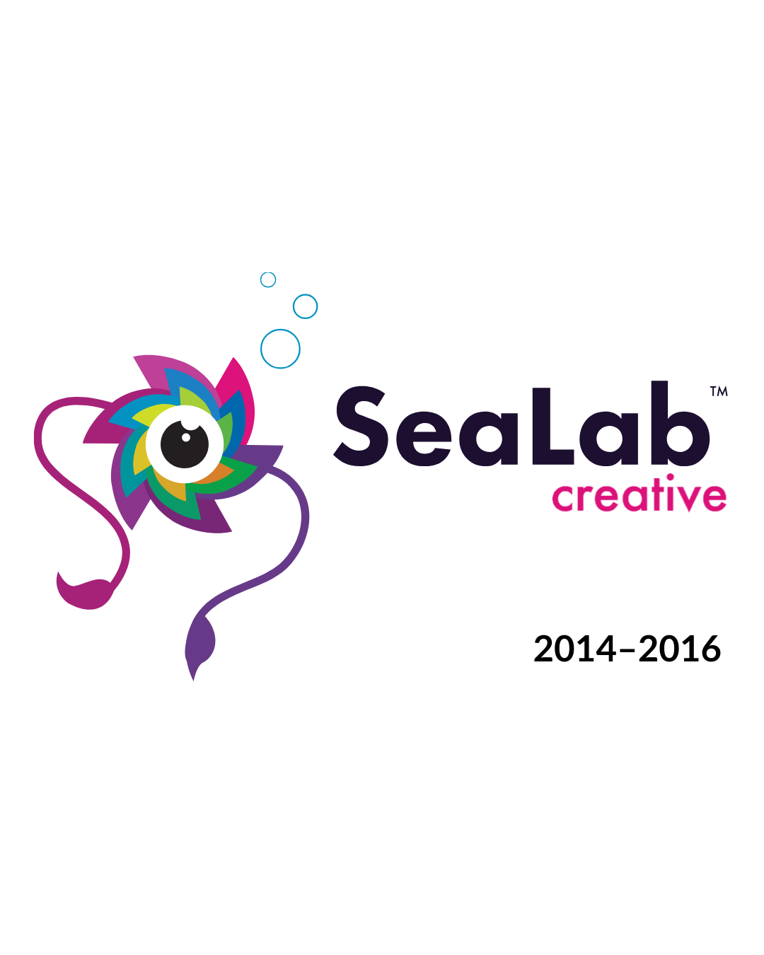 SeaLab logo in 2014 - an abstract squid on the left with arms and bubbles and the word 