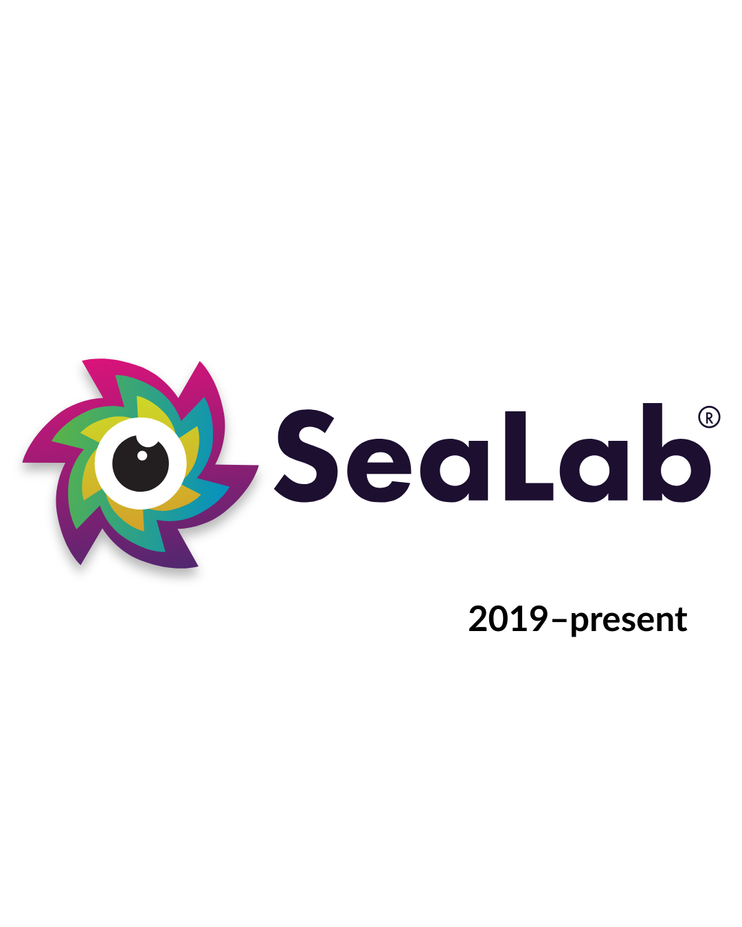 SeaLab logo in 2019 - an abstract squid on the left now with gradients but same form as 2016