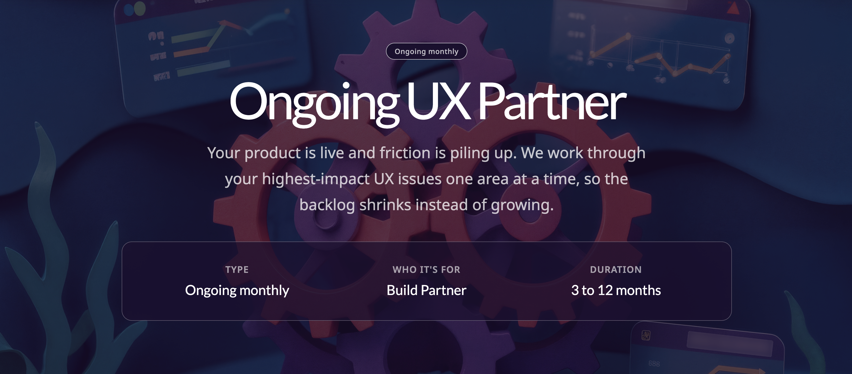 Preview of services page for Ongoing UX Partner