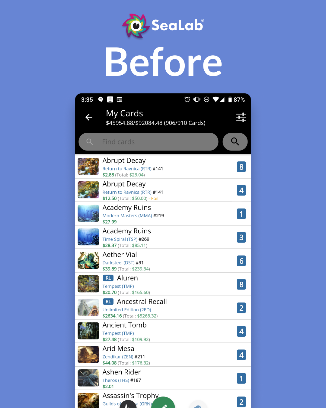 example of client UI before a UX redesign