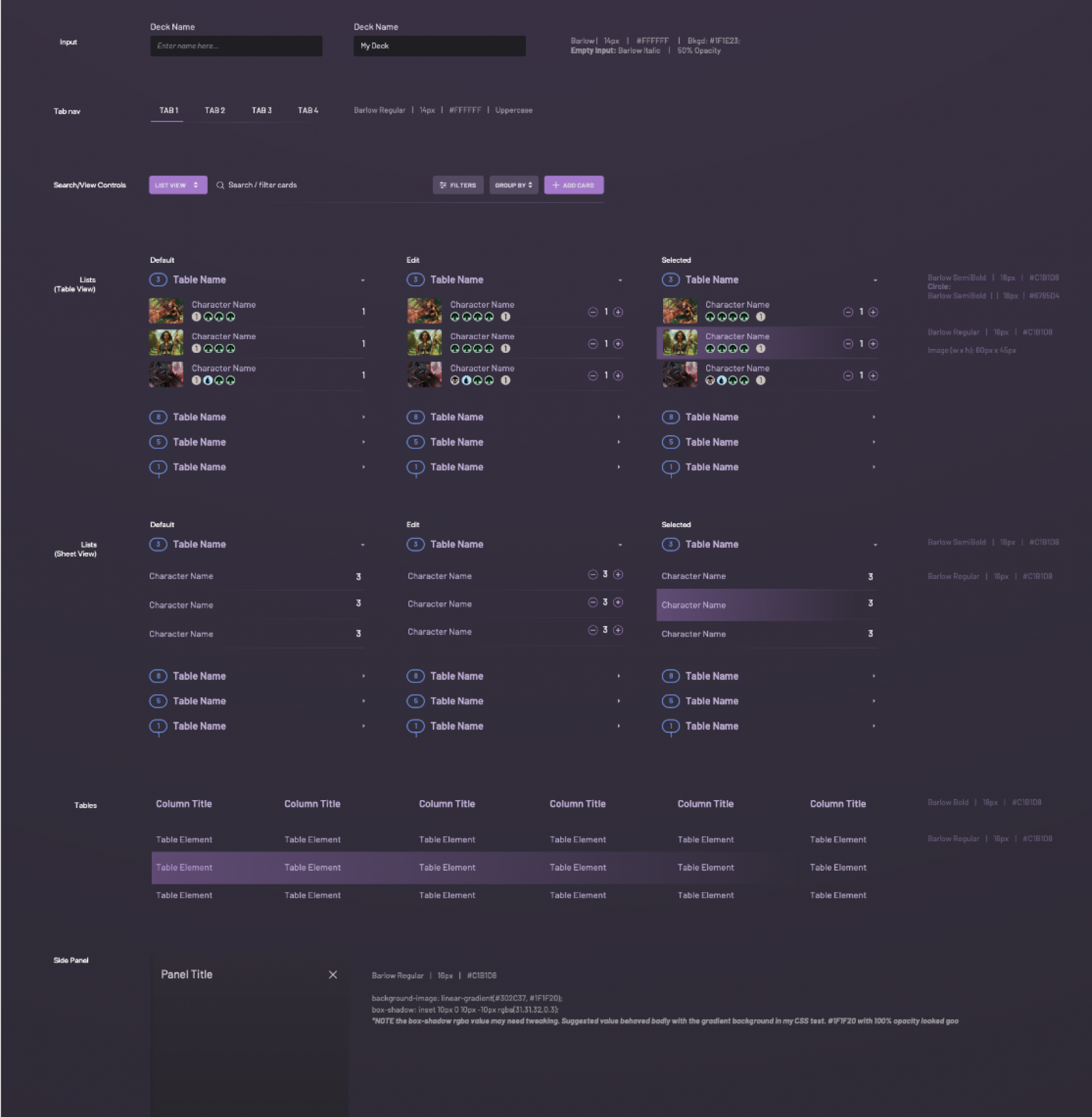 TopDecked dark mode design system