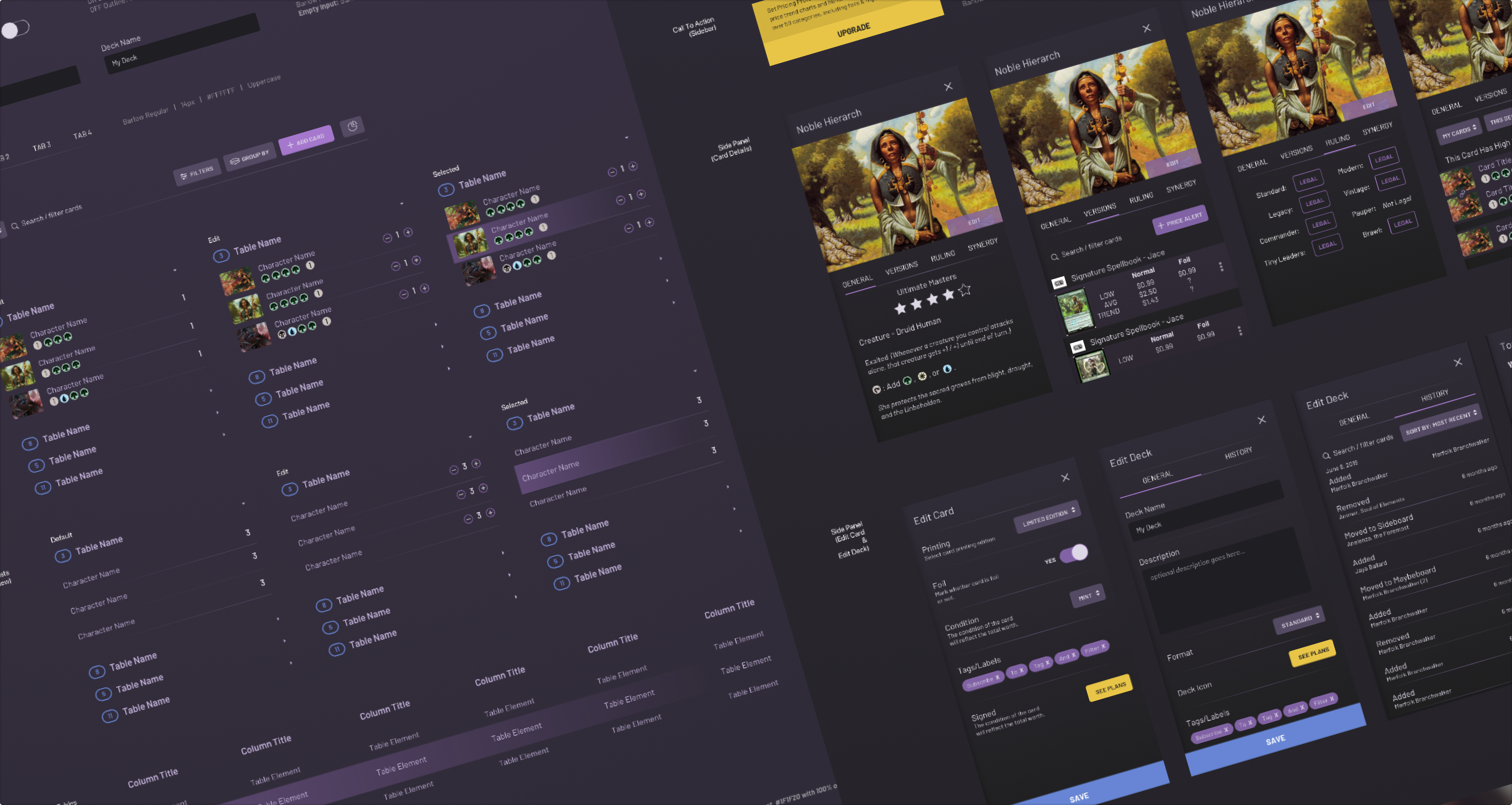 Side by side preview of the full design system deliverable for TopDecked's redesign project by SeaLab