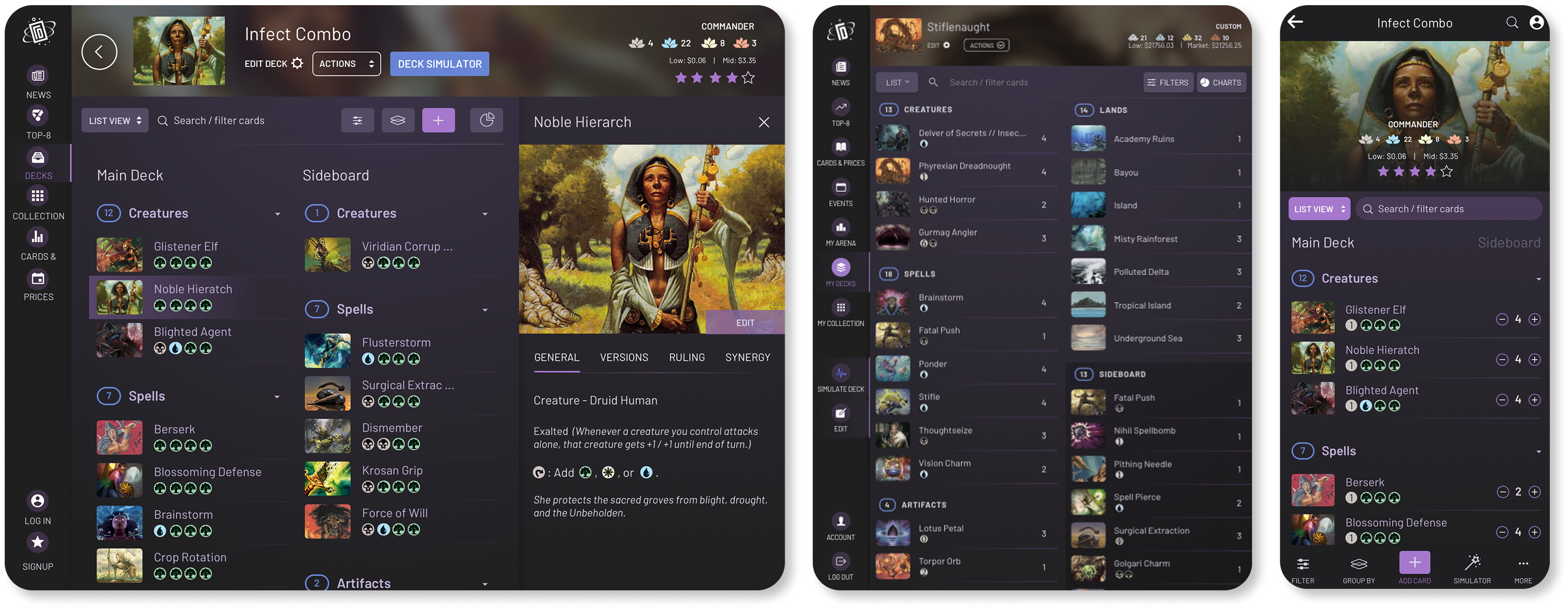 Side by side design showcase of TopDecked's fully responsive final product look and feel by SeaLab