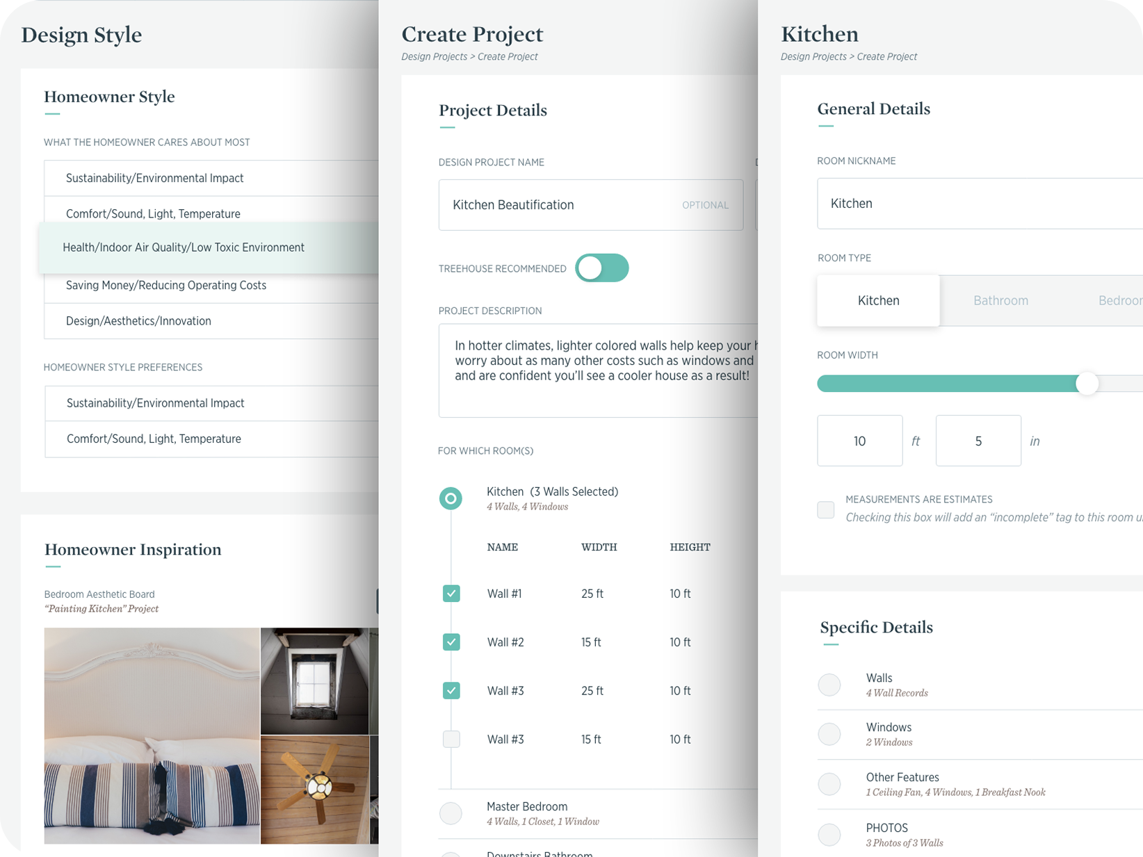 Grid of design deliverables showcasing various pages in the TreeHouse app