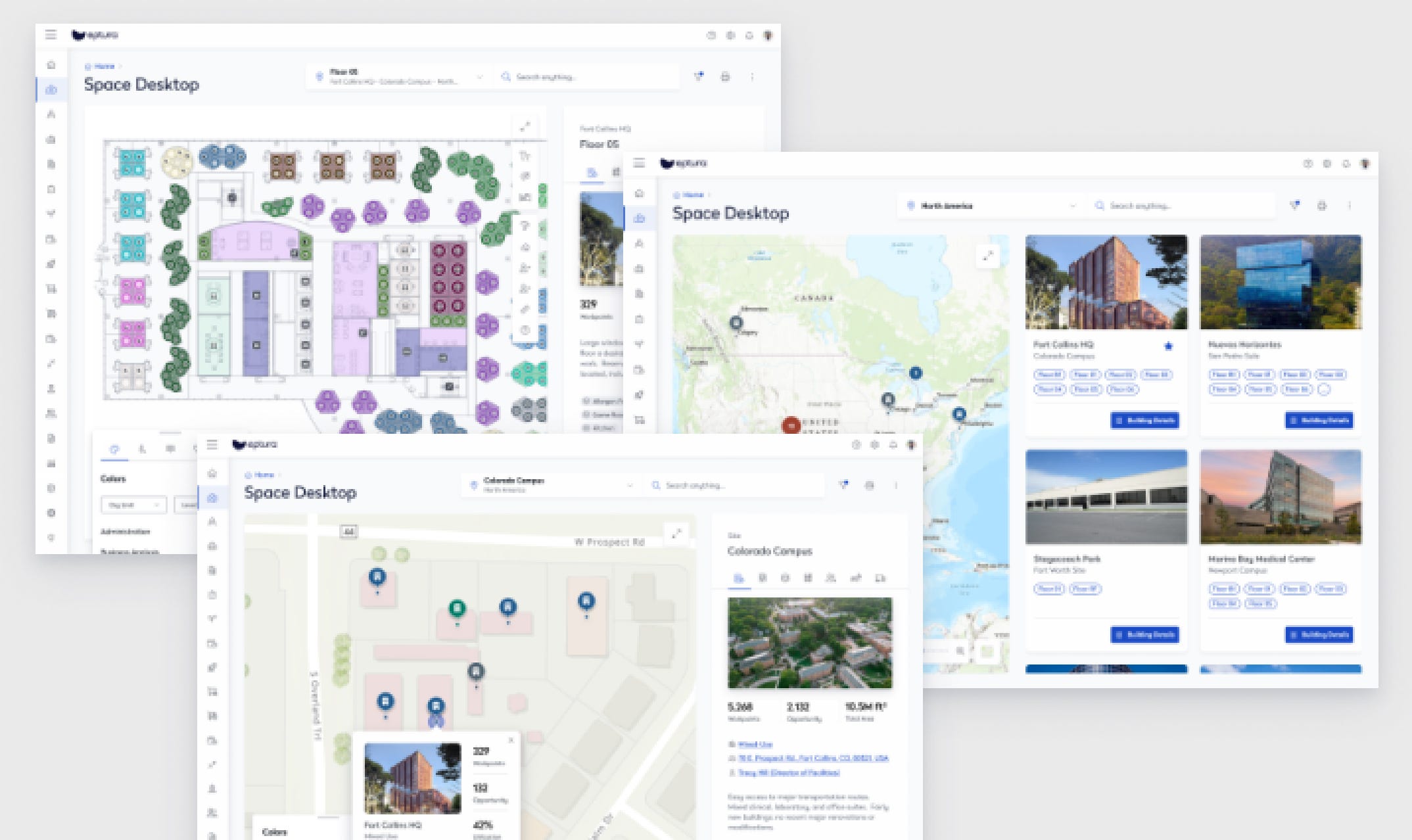 Serraview after screenshot showing various desktop images all white and blue and looking uniform