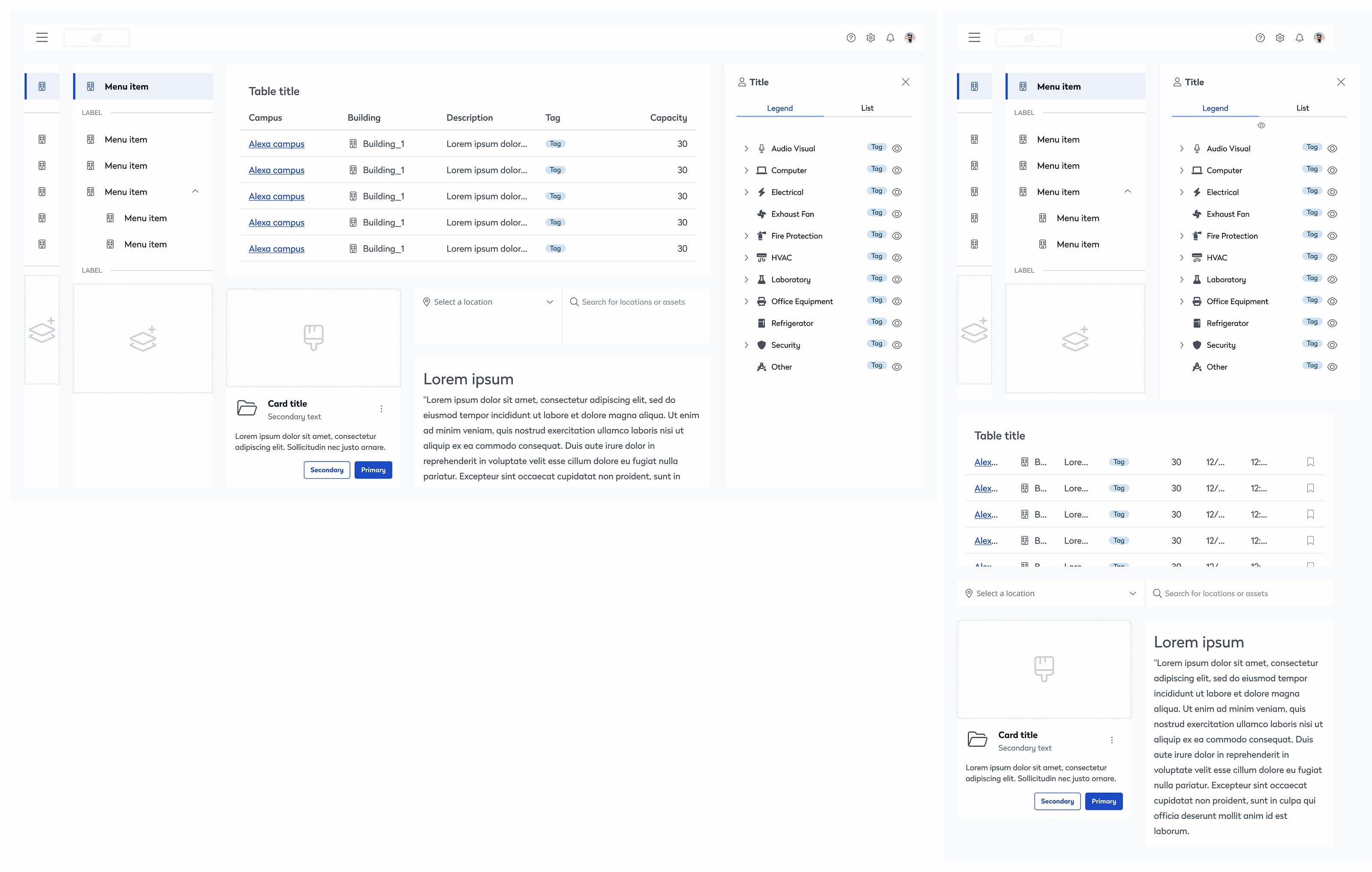 Example of Light Theme Application in the Evo Design System, Featuring Various Web Components Note: This selection represents a sample and does not encompass all available components